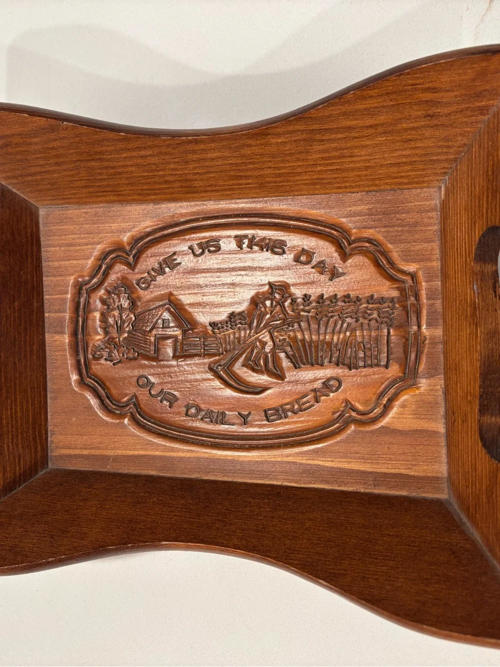 Vintage Cape Craftsmen Our Daily Bread Hand Carved Wood Wooden Bread Tray
